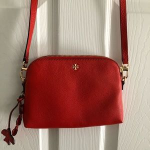 Tory Burch Peace Pebble Samba Leather Cross Body